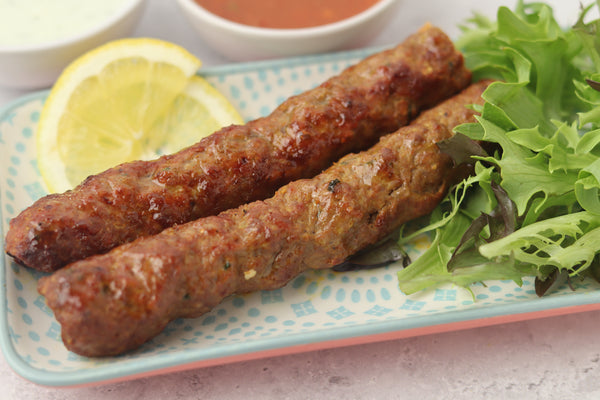 Seekh kebabs, spiced lamb mince grilled on skewers
