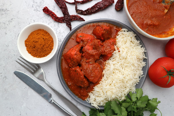 Chicken vindaloo, an extra hot British Indian restaurant curry