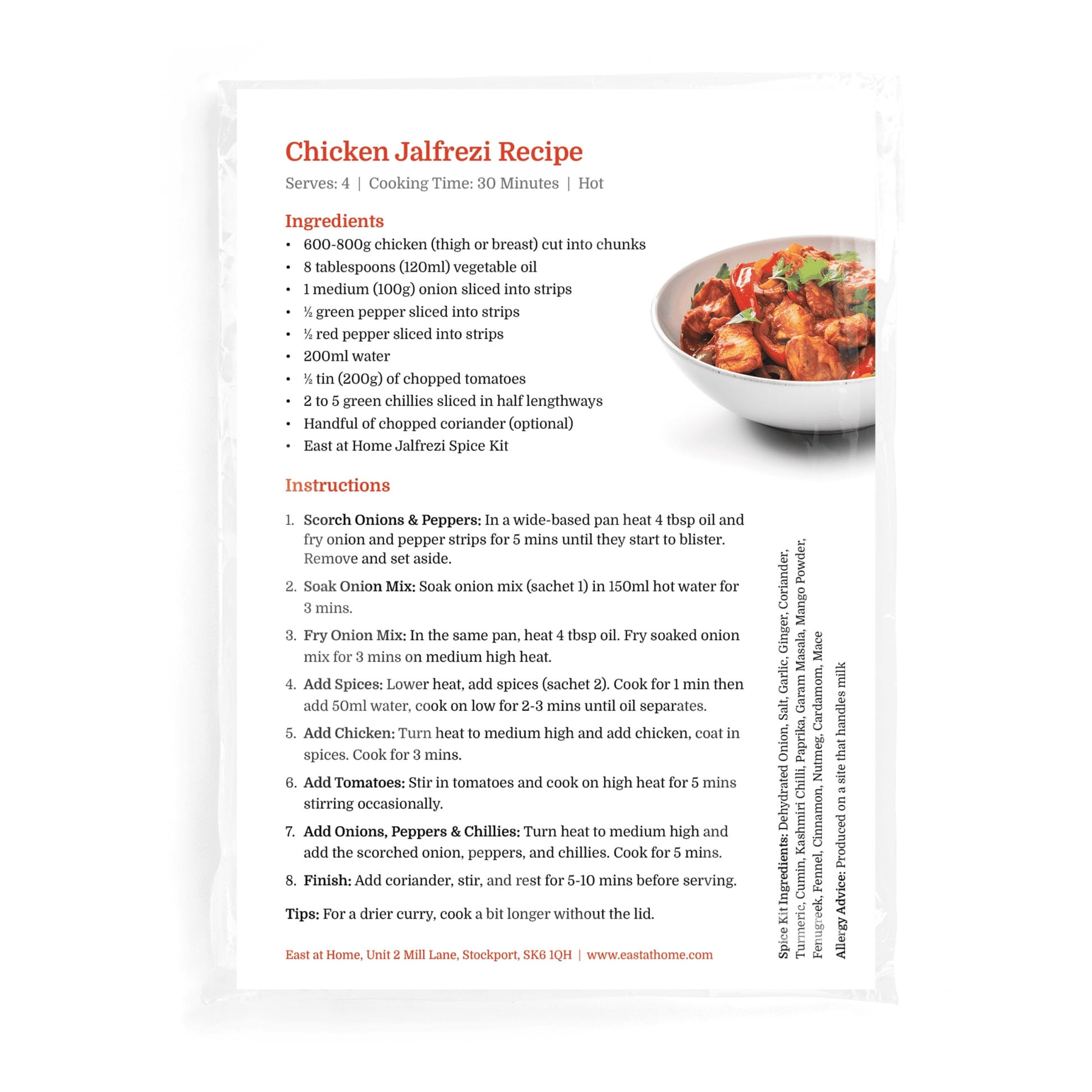 Jalfrezi Spice Kit Instructions